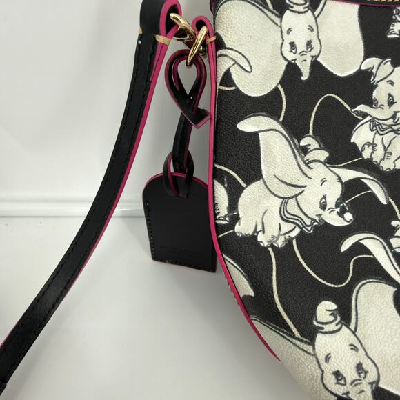 Disney Dooney & Bourke Dumbo Black White Pink Small Zip Sac Crossbody Retired - Picture 7 of 14